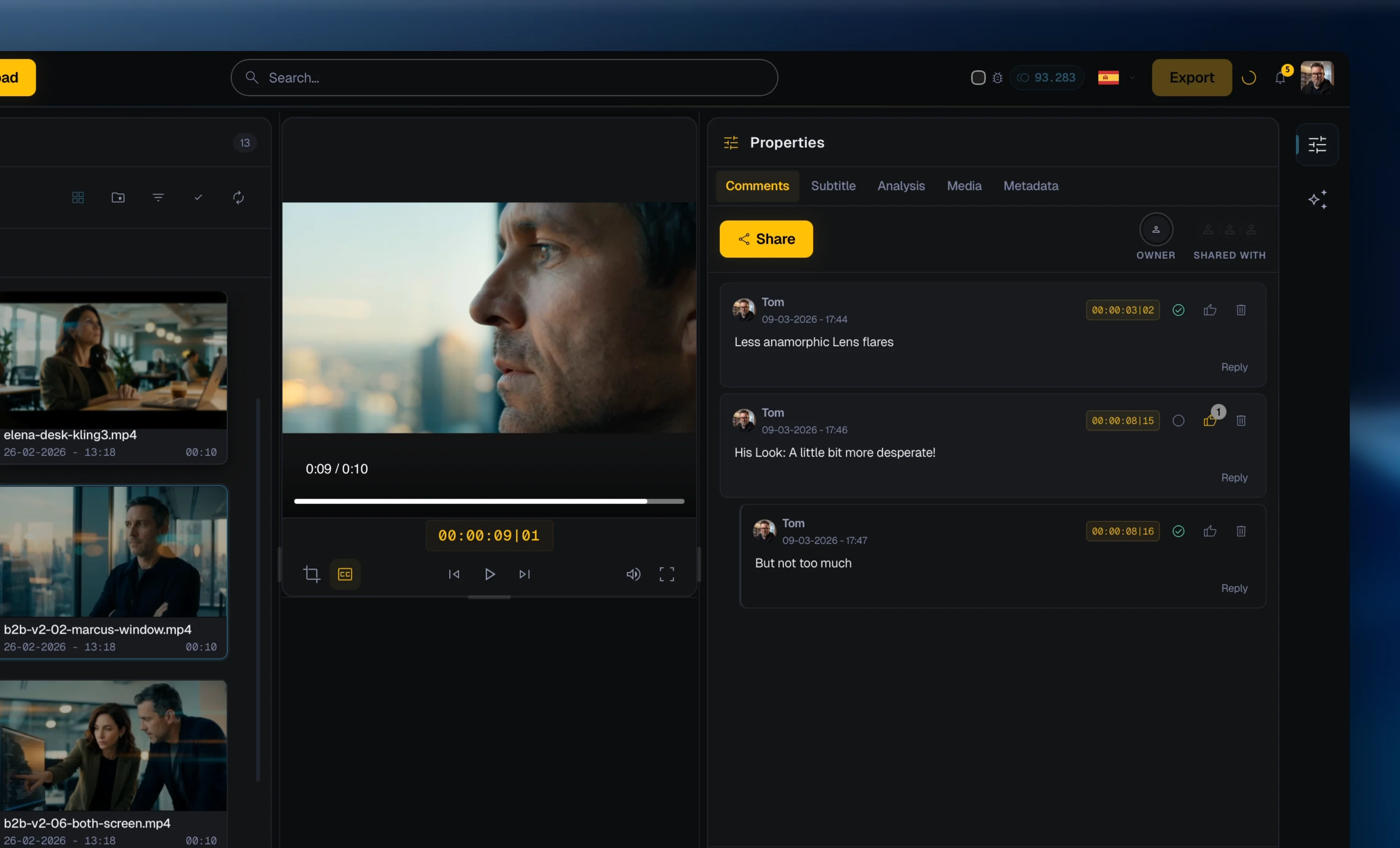 MergeMate.ai frame-accurate video review — time-based comments for agency client collaboration